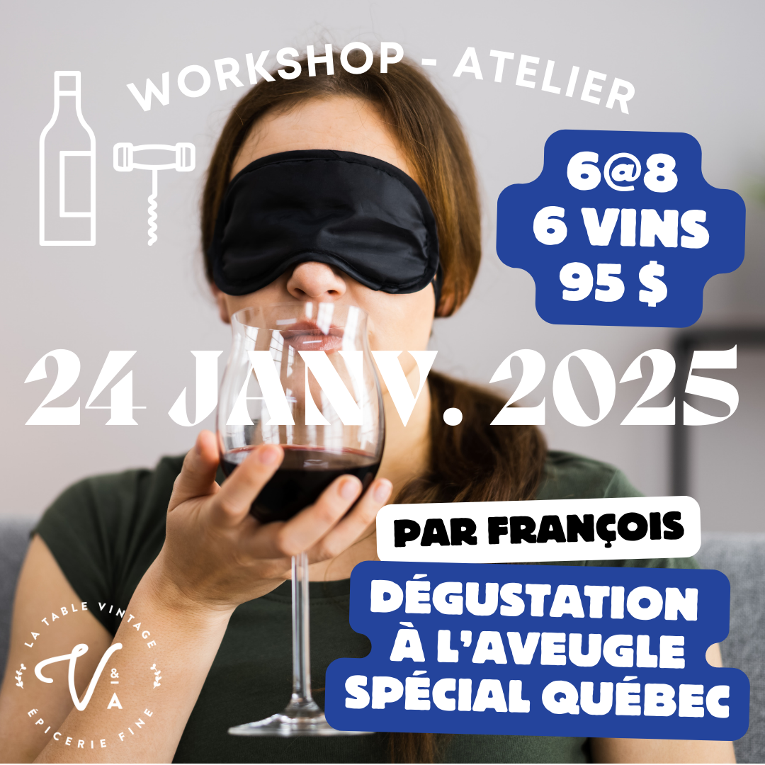 Workshop - Atelier Dégustation Vins à l'aveugle Spécial Québec *Certificat Cadeau Disponible