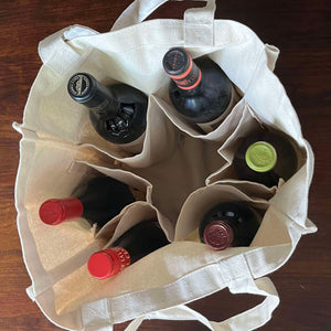 Sac à vin en toile de coton (6 bouteilles)