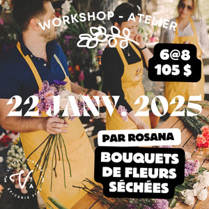 Workshop - Atelier Bouquets de Fleurs Séchées Longueuil *Certificat Cadeau Disponible